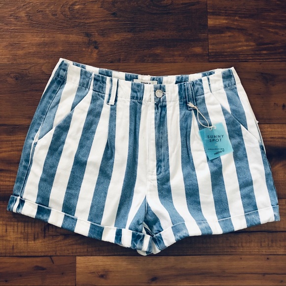 Forever 21 Pants - Forever 21 Blue White Striped Denim Shorts